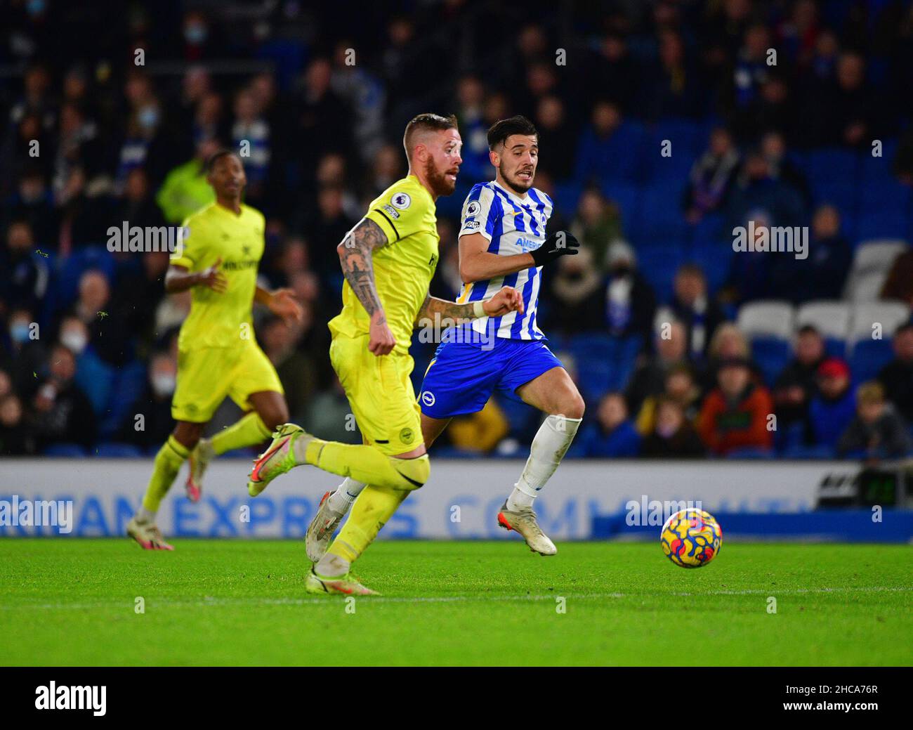 Brighton, UK. 26th Dec, 2021. Pontus Jansson of Brentford runs with the ball during the Premier League match between Brighton & Hove Albion and Brentford at The Amex on December 26th 2021 in Brighton, England. (Photo by Jeff Mood/phcimages.com) Credit: PHC Images/Alamy Live News Stock Photo