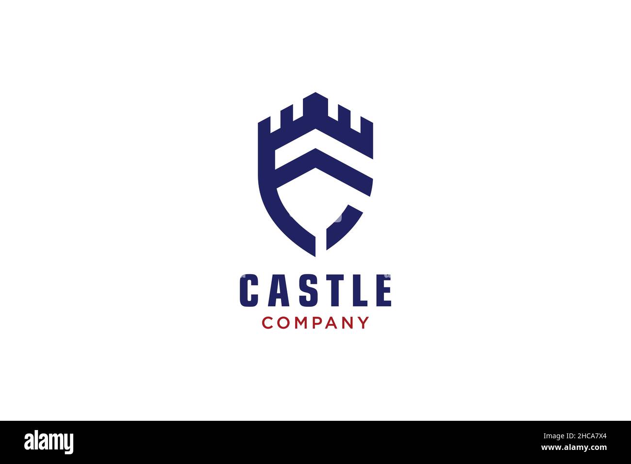 Creative shield with castle and initial F logo, Vector logo. Stock Vector