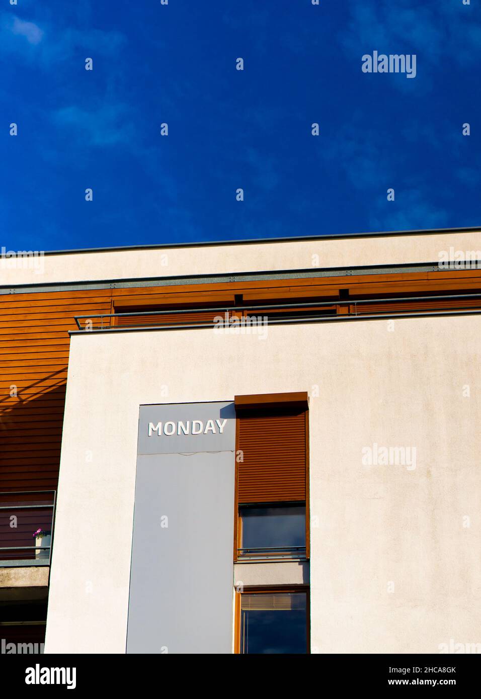 Facade of a modern building under the blue sky Stock Photo - Alamy