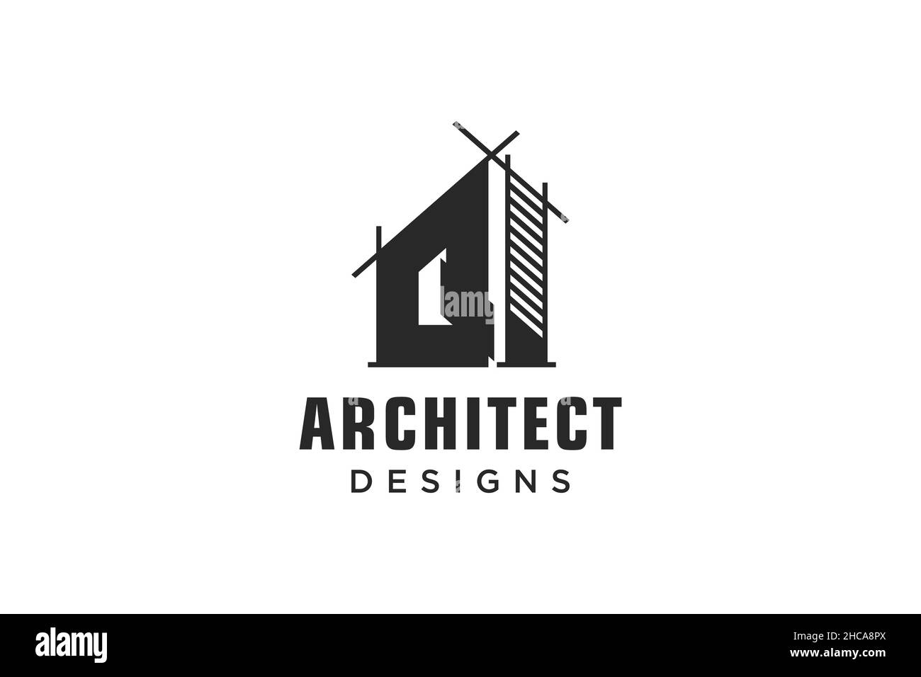 Letter Q Simple modern building architecture logo design with line art