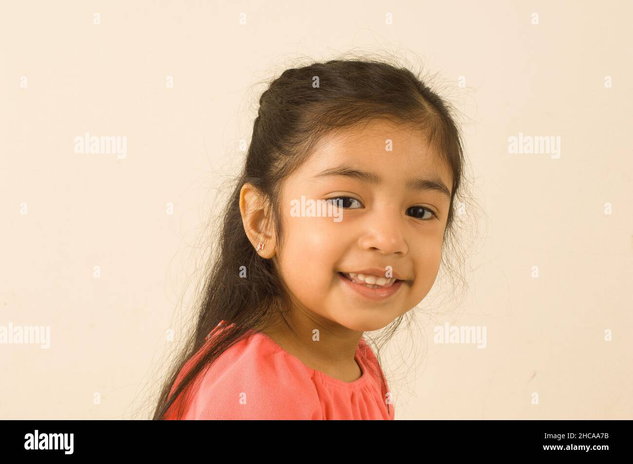 3 year old girl portrait closeup Stock Photo