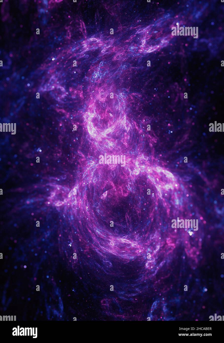 Astrophotography blacklight red purple nebula galaxy - space hyper color stars nebula Stock Photo