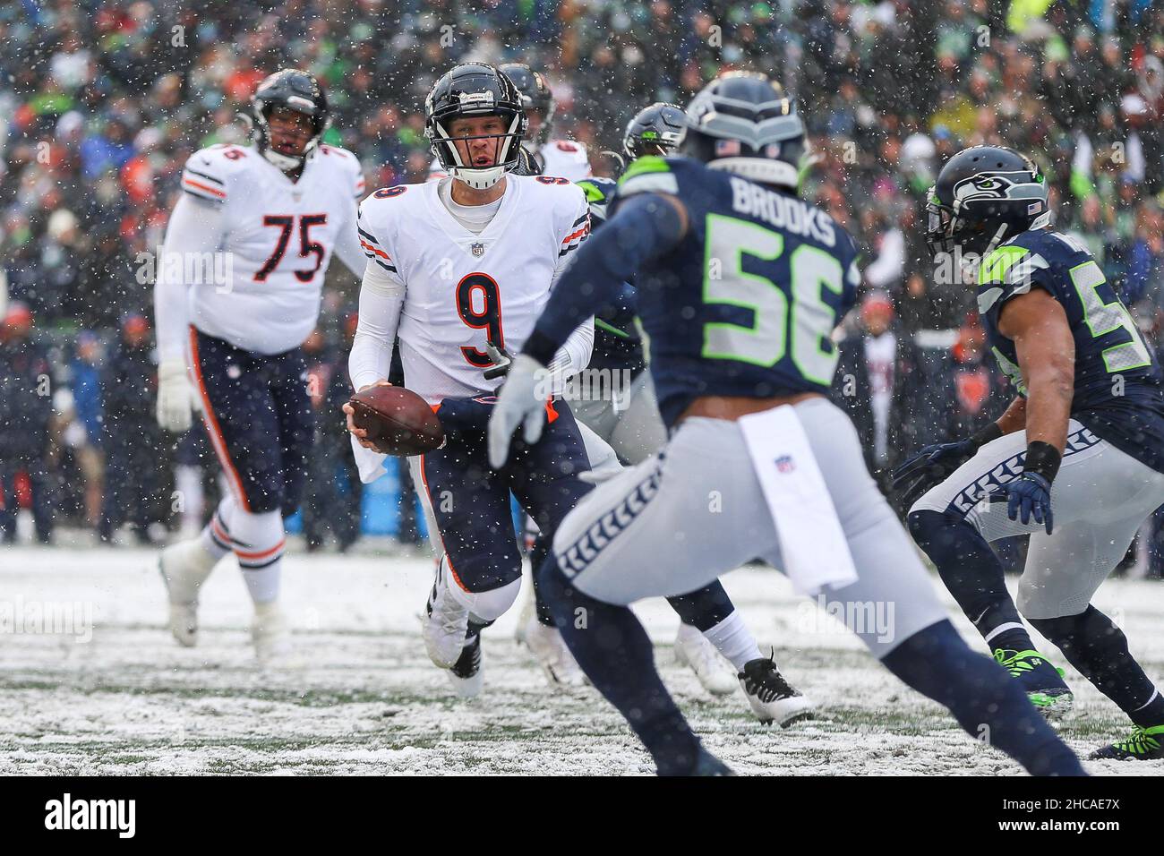 Seattle, WA, USA. 26th Dec, 2021. Chicago Bears quarteback Nick Foles ...