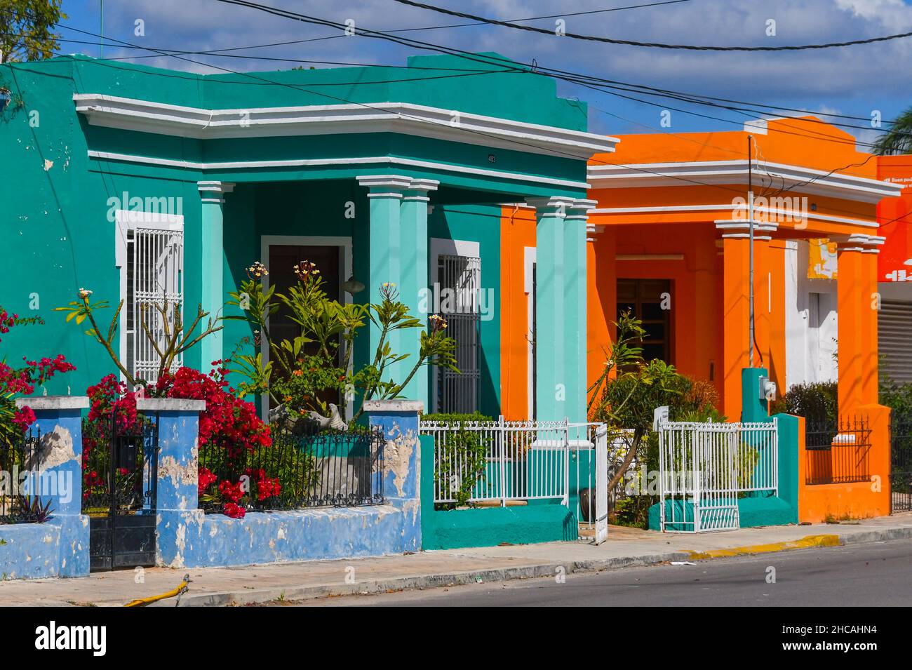 Colourful old houses, Merida Mexico Stock Photo Alamy