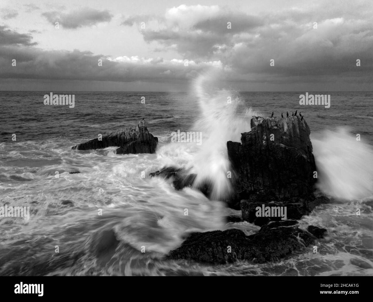 Laguna Beach Crashing Waves at Beach Stock Photo