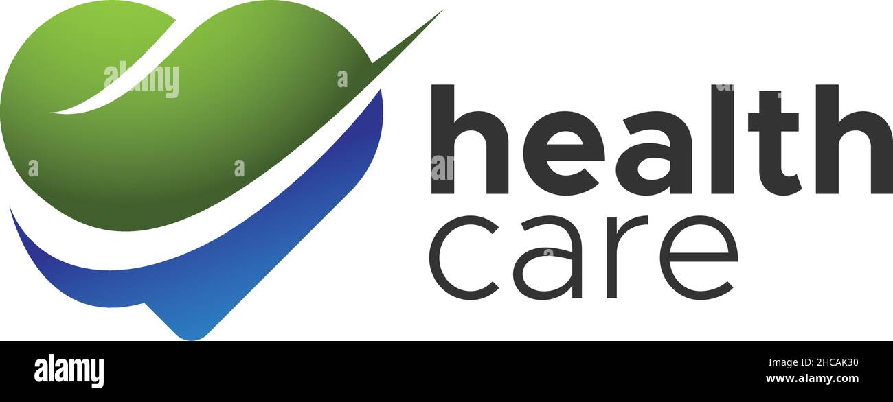 Modern flat colorful HEALTH CARE love logo design Stock Vector