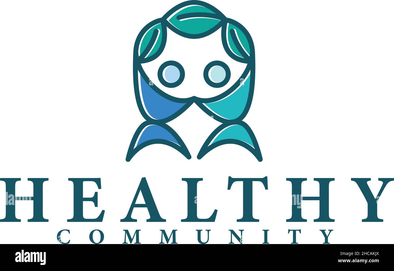 Modern colorful HEALTHY COMMUNITY care logo design Stock Vector