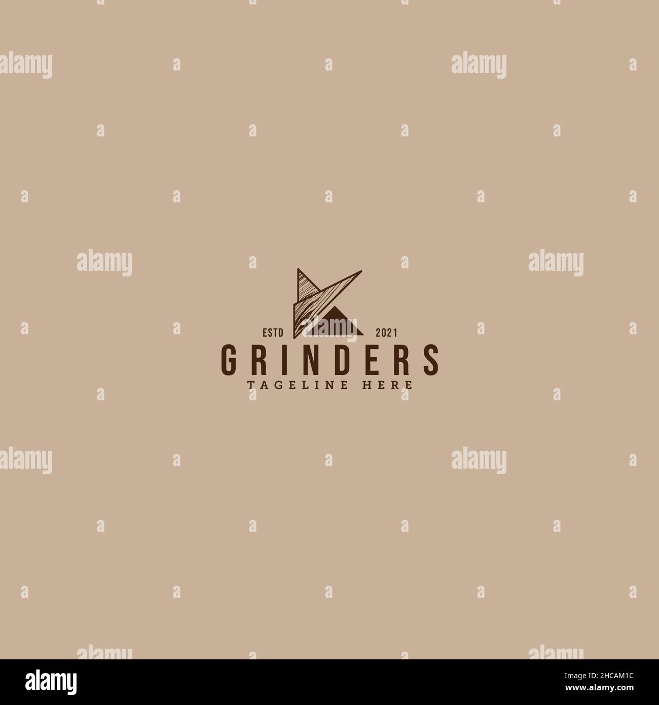 Flat silhouette design GRINDERS metal logo design Stock Vector