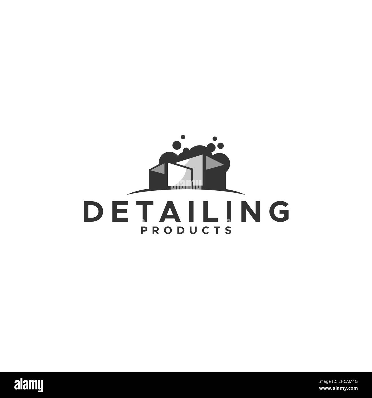 Flat silhouette DETAILINGPRODCUTS auto logo design Stock Vector
