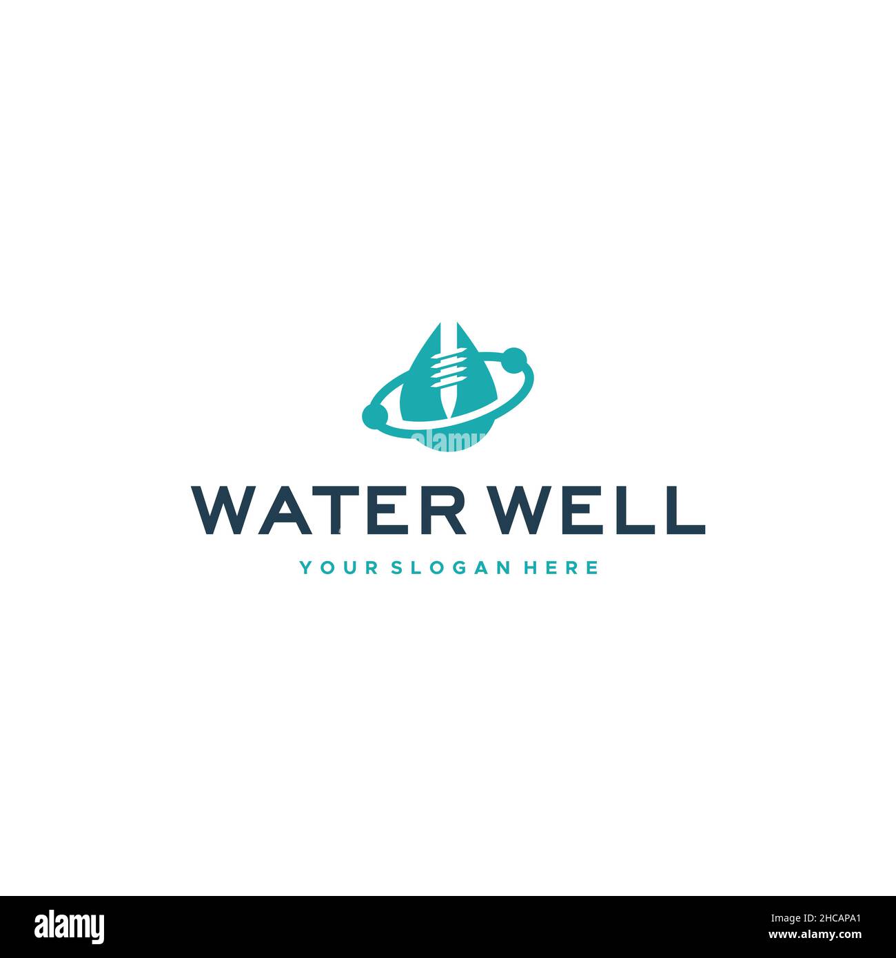 Minimalist Colorful WATER WELL Drip Logo design Stock Vector