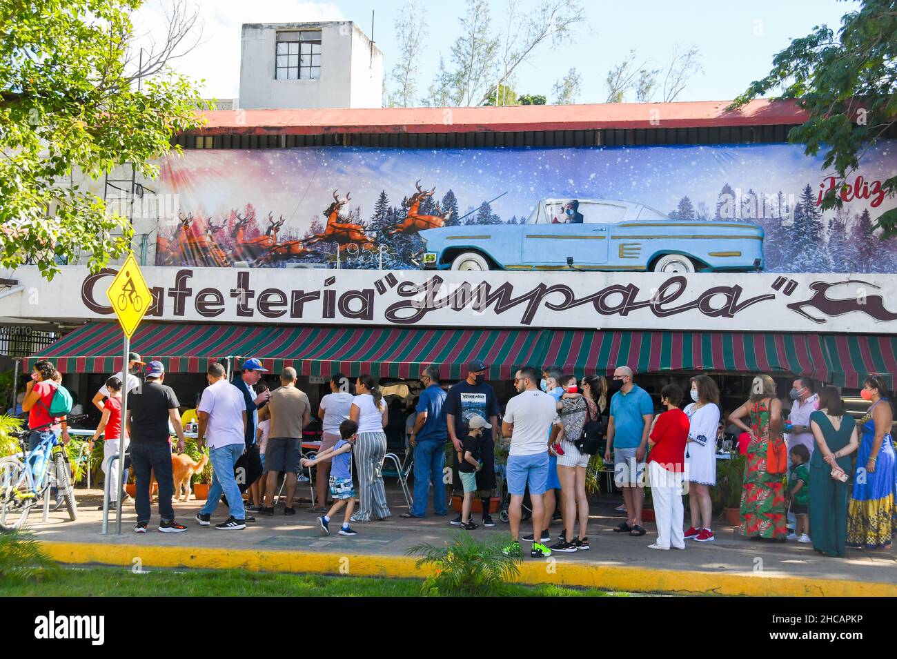 Clients in front of Cafeteria Impala, a famous casual restaurant in Merida Mexico Stock Photo