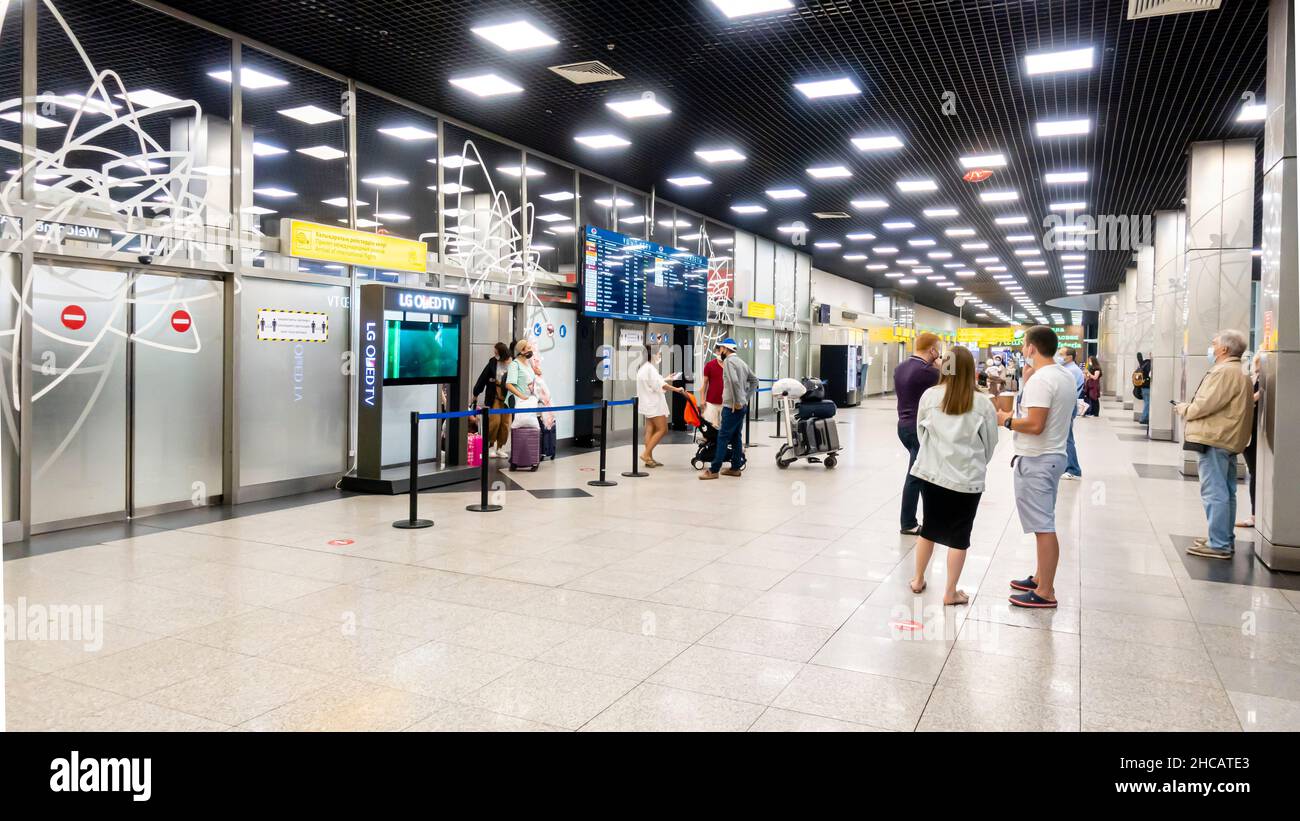 Departures terminal in Almaty airport, Kazakhstan Stock Photo