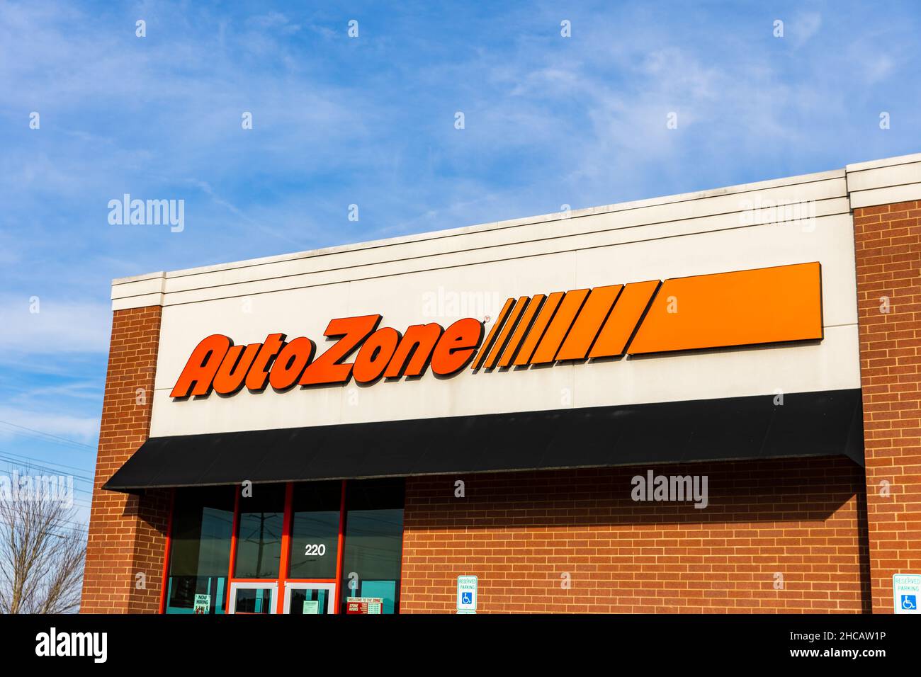 Flowood, MS - December 15, 2021: AutoZone is a retailer of automotive parts and accessories. Stock Photo