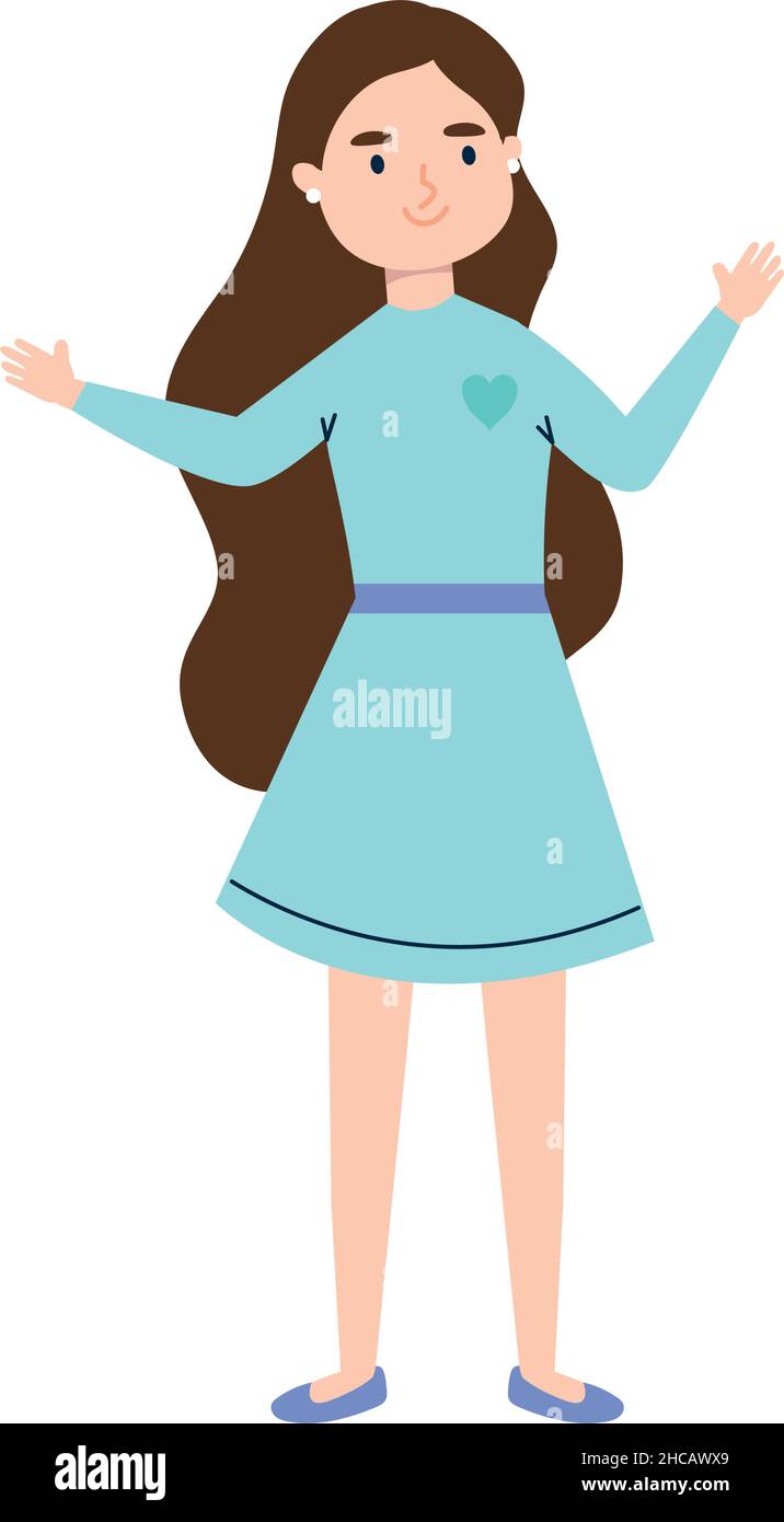 young girl wearing blue dress Stock Vector Image & Art Alamy