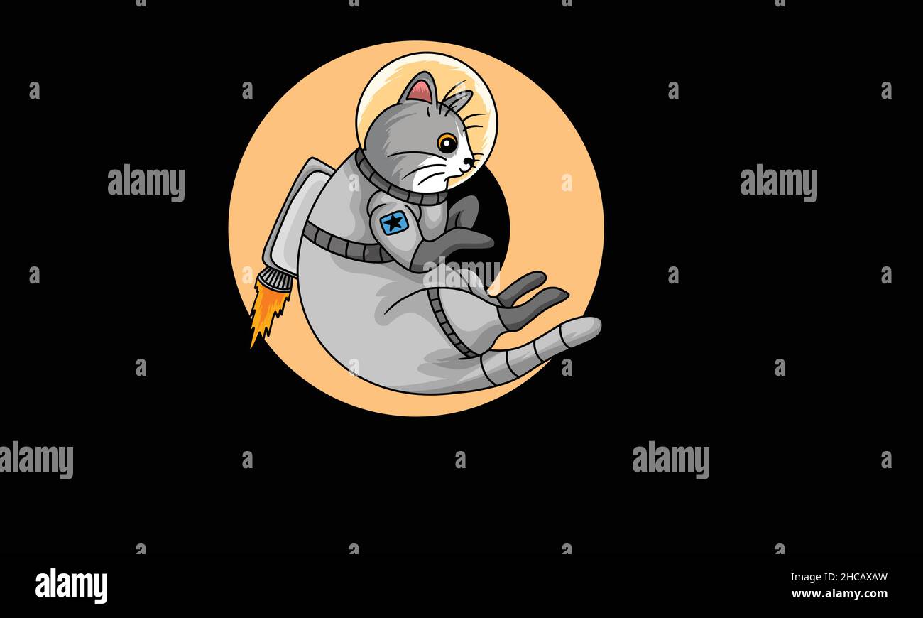 astronaut cat character design monogram vector template Stock Vector