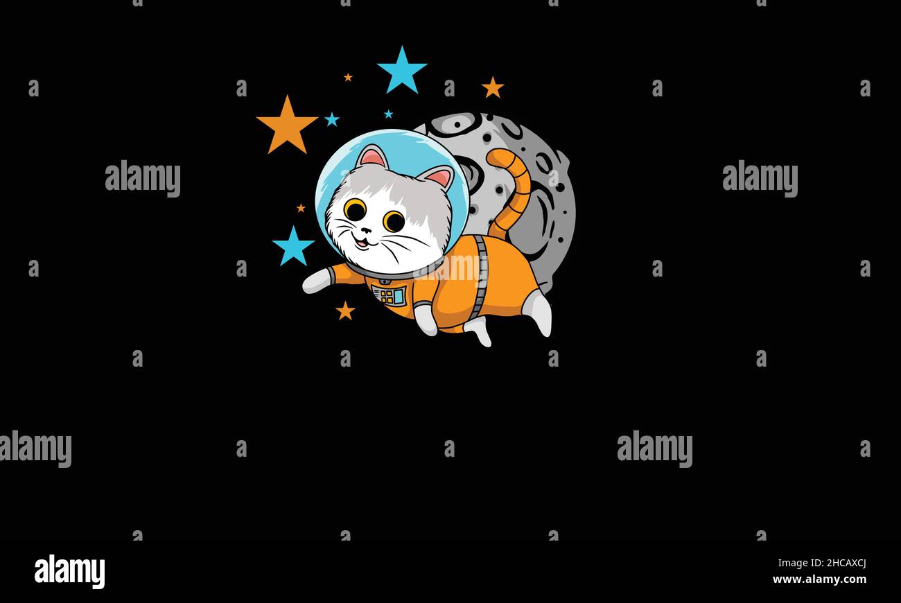 astronaut cat character design monogram vector template Stock Vector