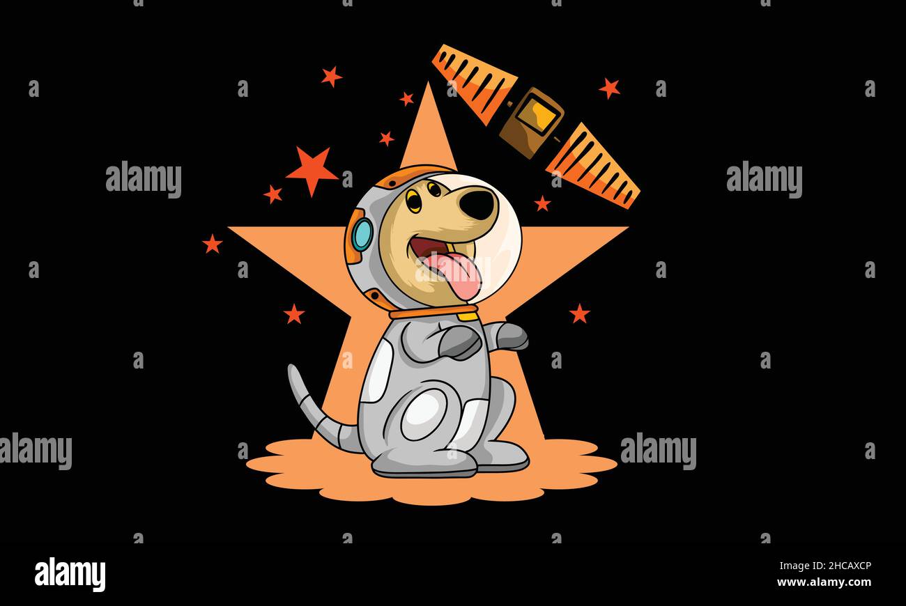 smily astronaut dog character design monogram vector template Stock Vector