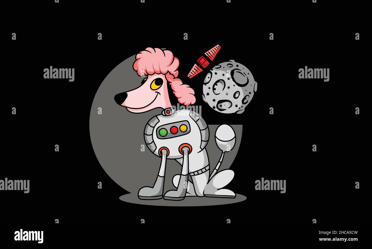 astronaut dog character design monogram vector template Stock Vector