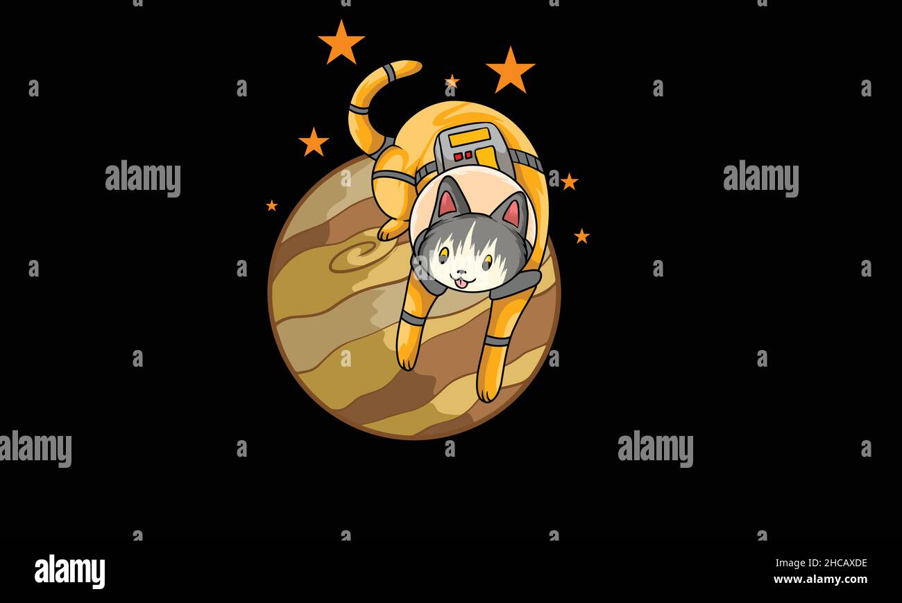 astronaut cat character design monogram vector template Stock Vector
