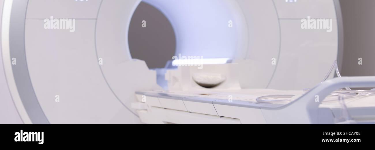 Closeup of modern magnetic resonance imaging machine background Stock Photo