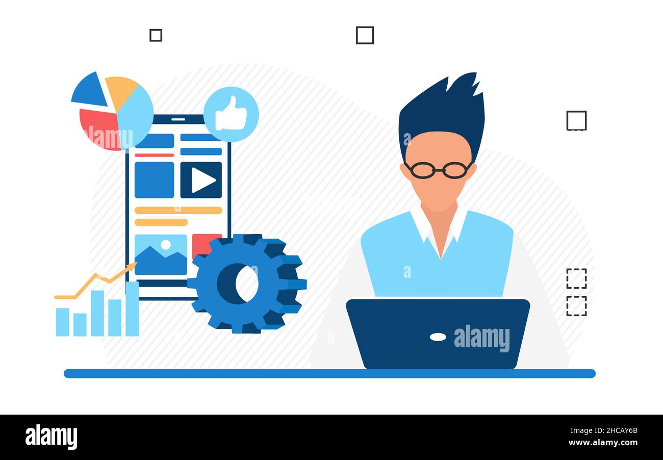 Data analytics developer using statistical research tool. Inspecting ...