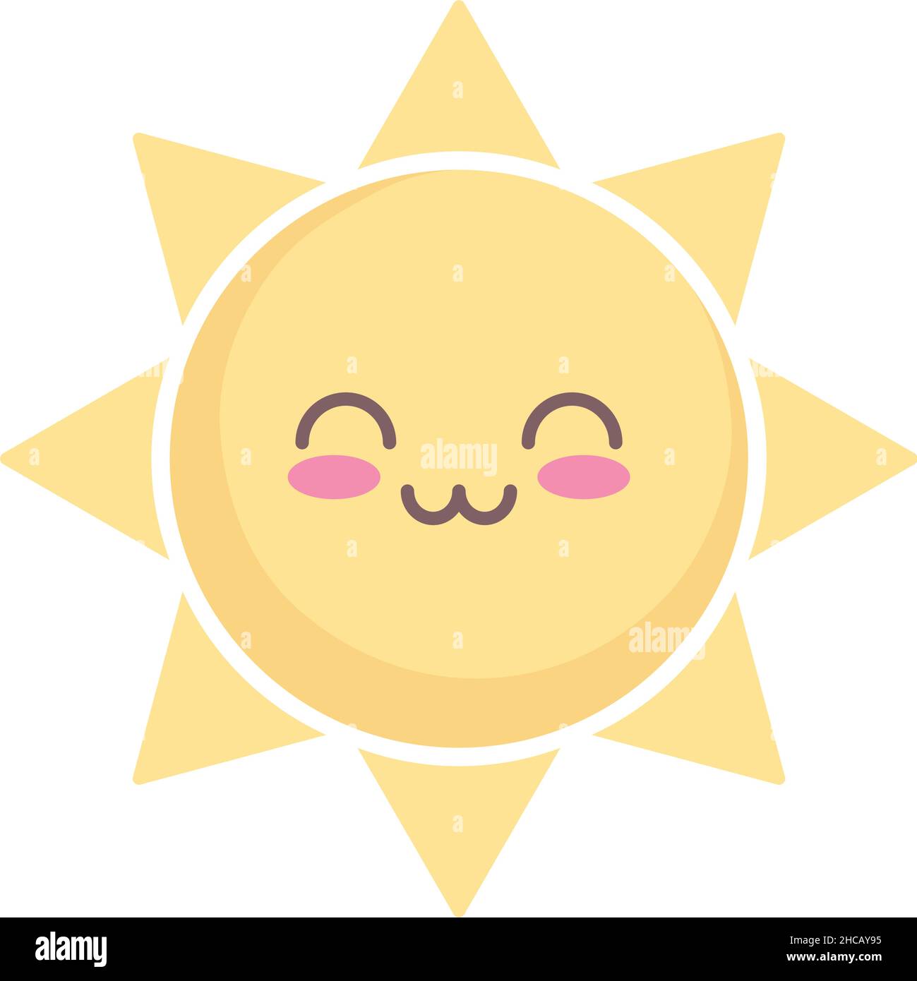 kawaii sun icon on white background Stock Vector Image & Art - Alamy