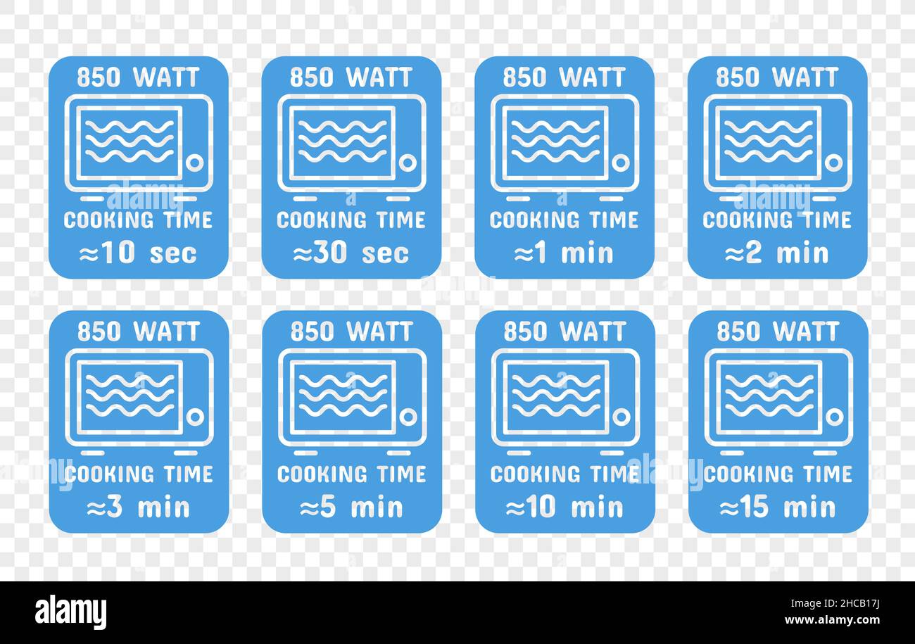 Cooking and heating time in the microwave. Symbols and icons for