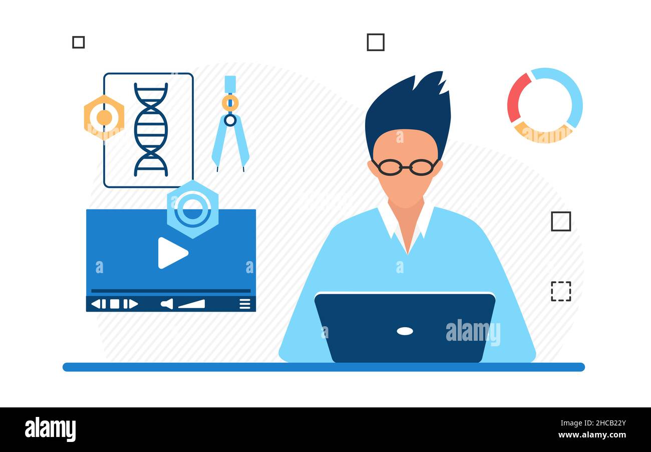 Scientific online learning tutorial video materials. Digital gaining of