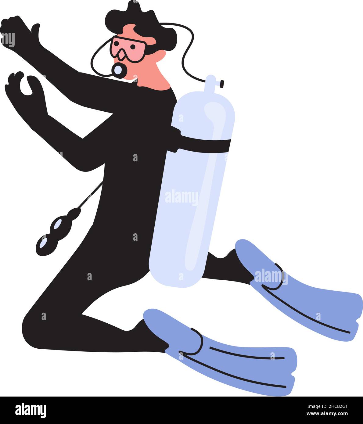 Male scuba diver with diving equipment isolated on white background