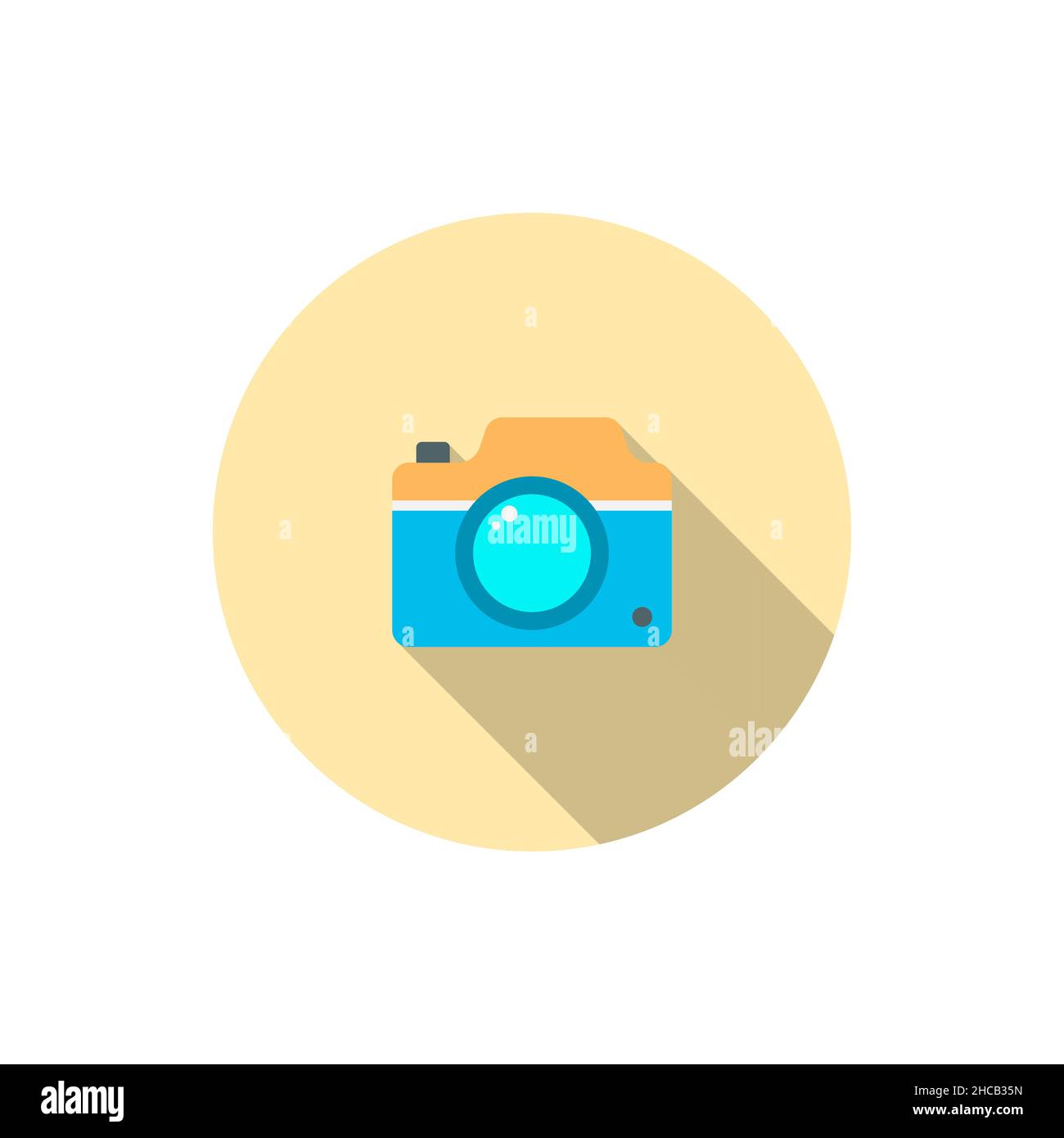 Camera vector icon symbol, flat design, long shadow Stock Vector