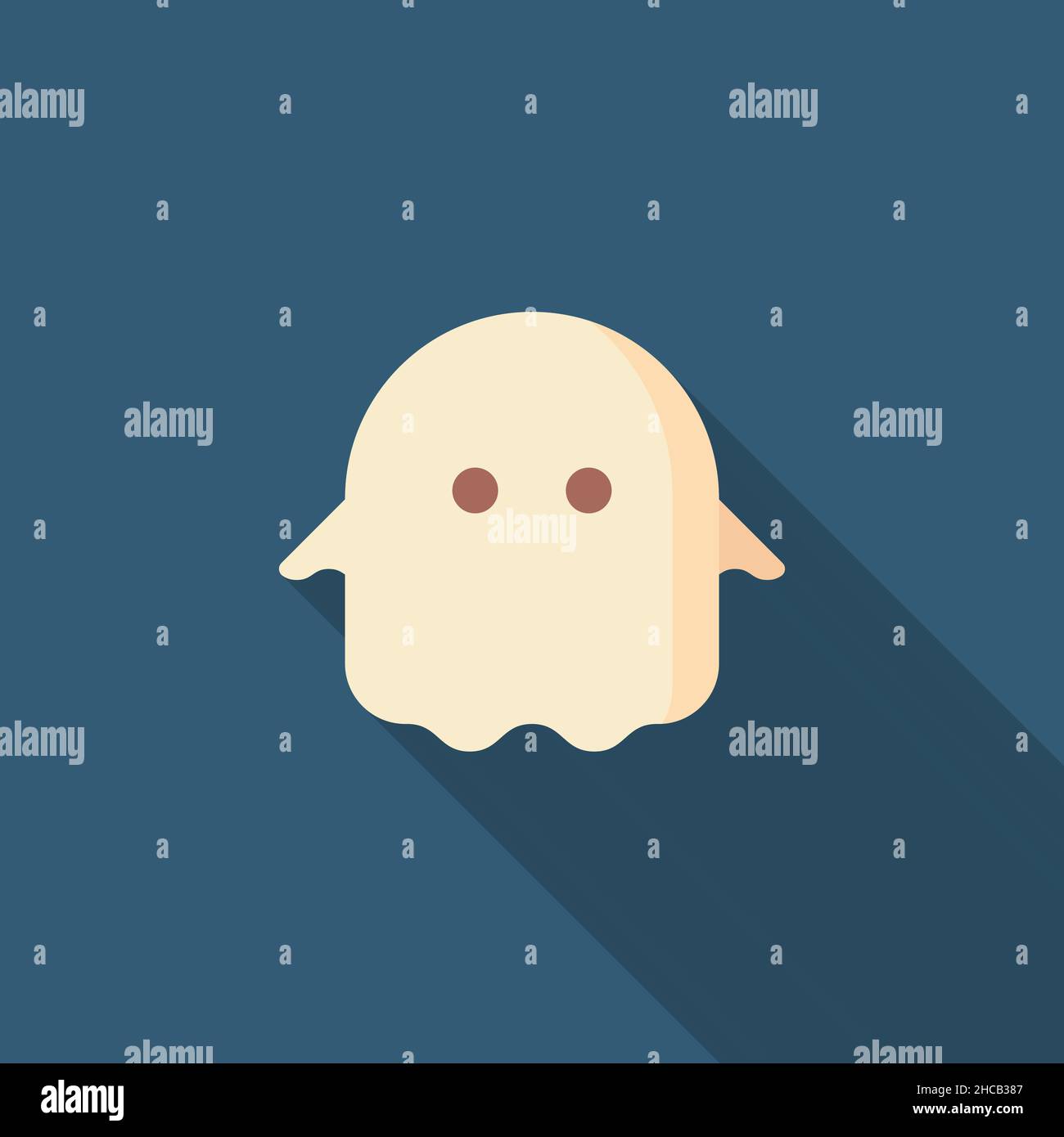 Halloween ghost vector icon symbol, flat design, long shadow Stock Vector