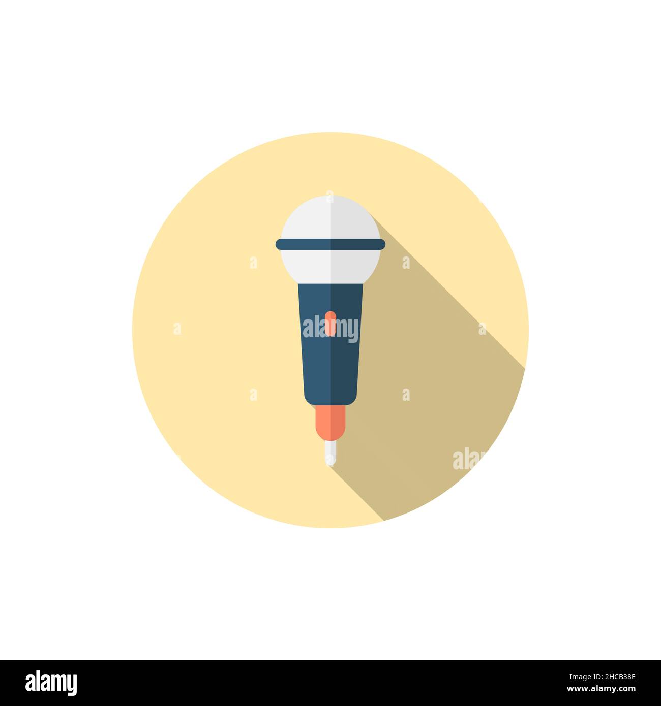 Microphone vector icon, flat design, long shadow Stock Vector