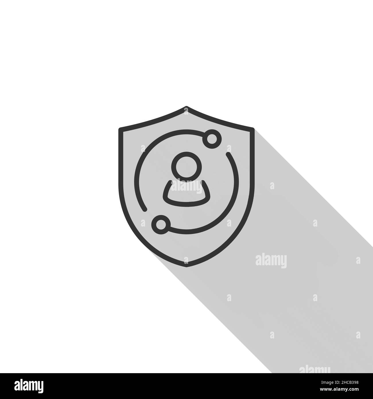 Account security, insurance vector icon, flat design, line, outline, long shadow Stock Vector