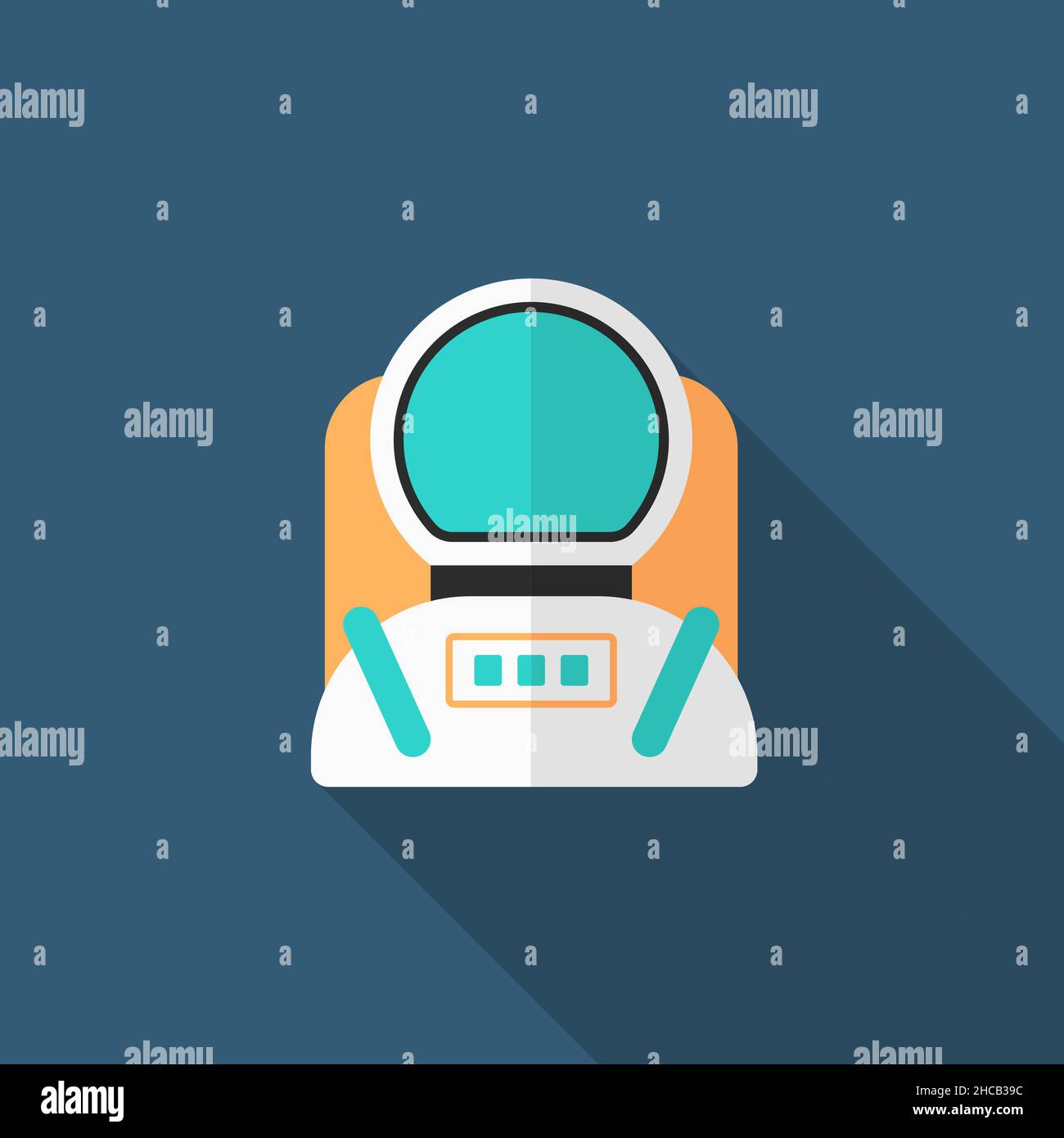Astronaut vector icon symbol, flat design, long shadow Stock Vector