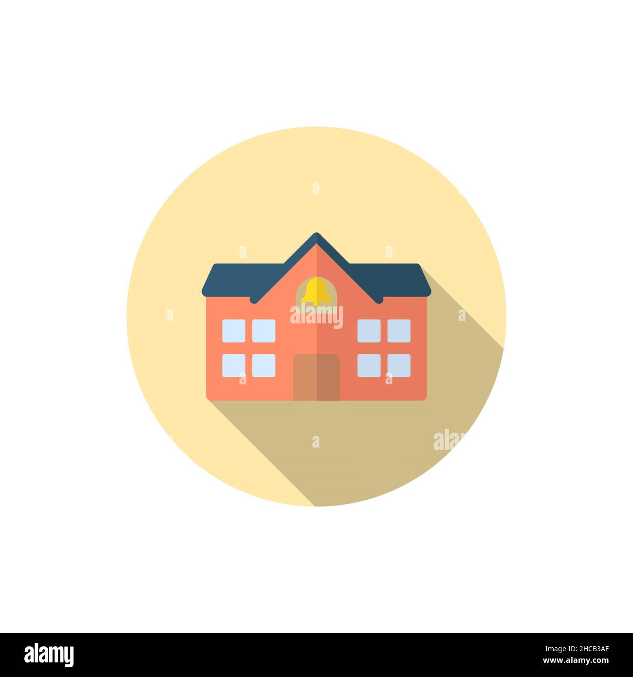 School vector icon education, flat design, long shadow Stock Vector