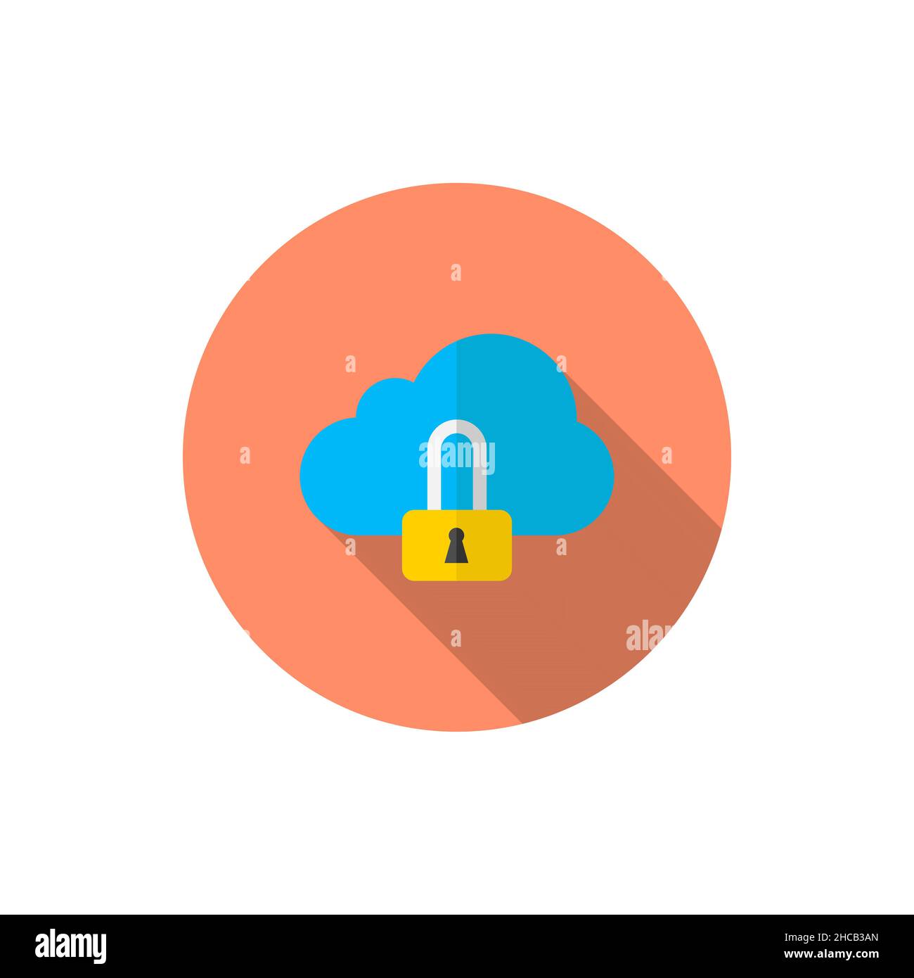 Cloud security vector icon, flat design, long shadow Stock Vector