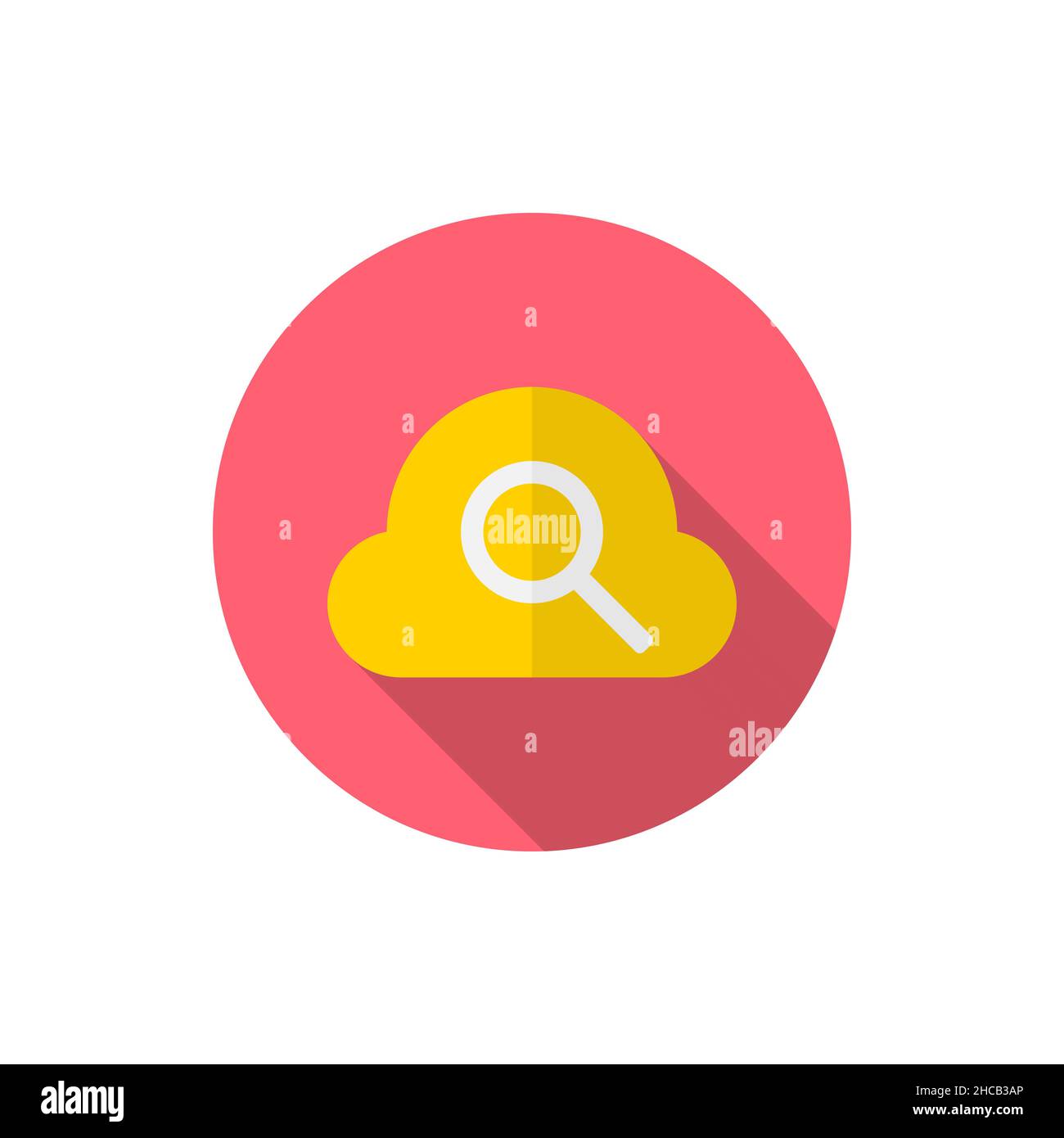 Cloud search vector icon, flat design, long shadow Stock Vector