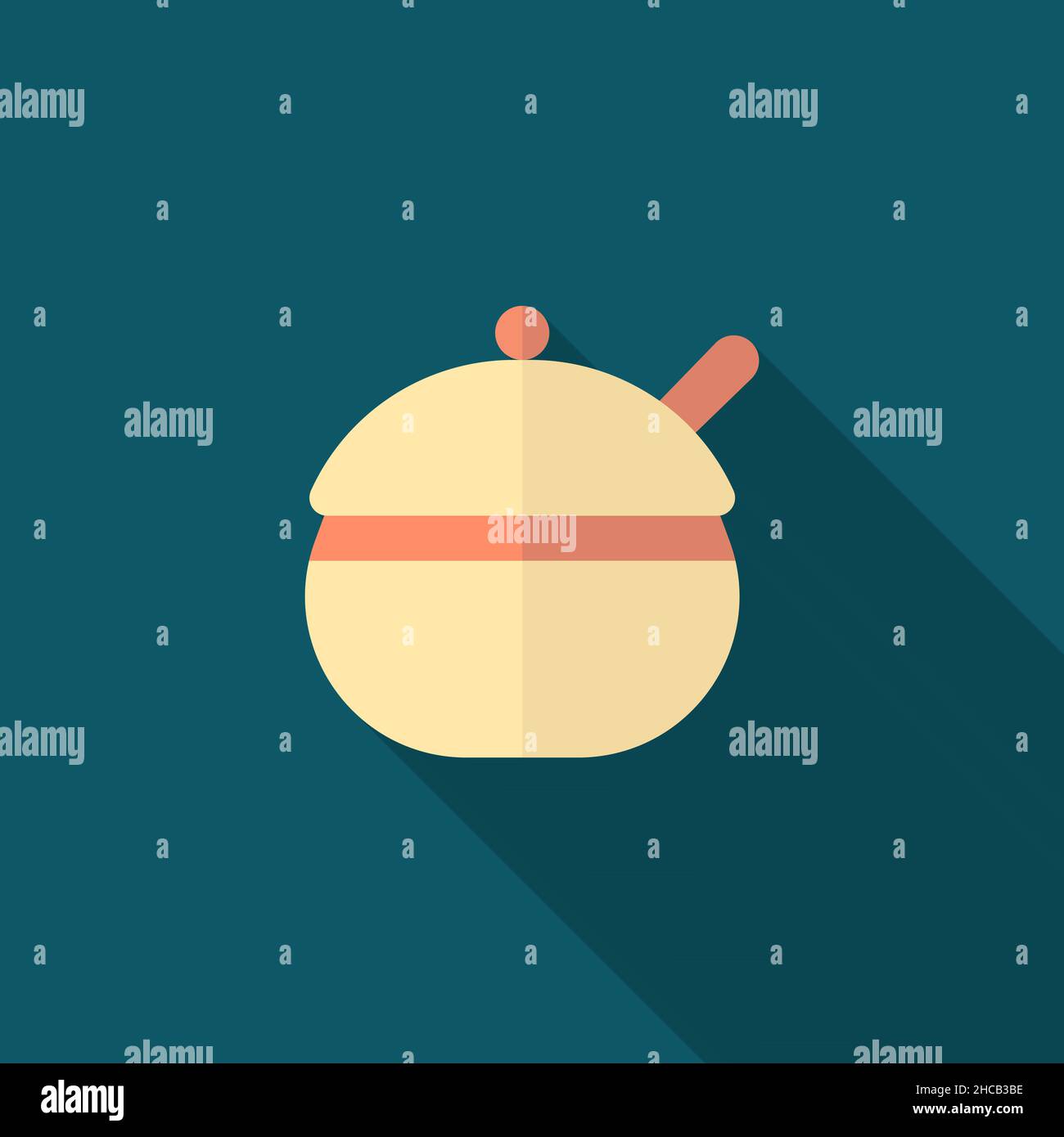 Sugar bowl vector icon flat design, long shadow Stock Vector