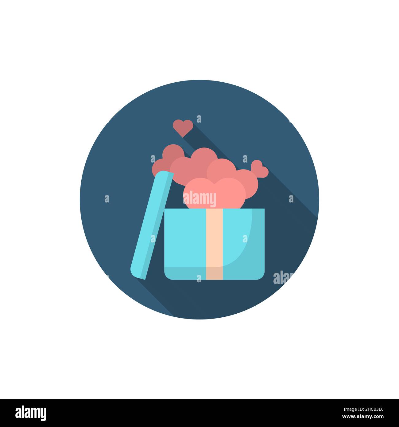 Valentine's day gift love, flat design, long shadow Stock Vector