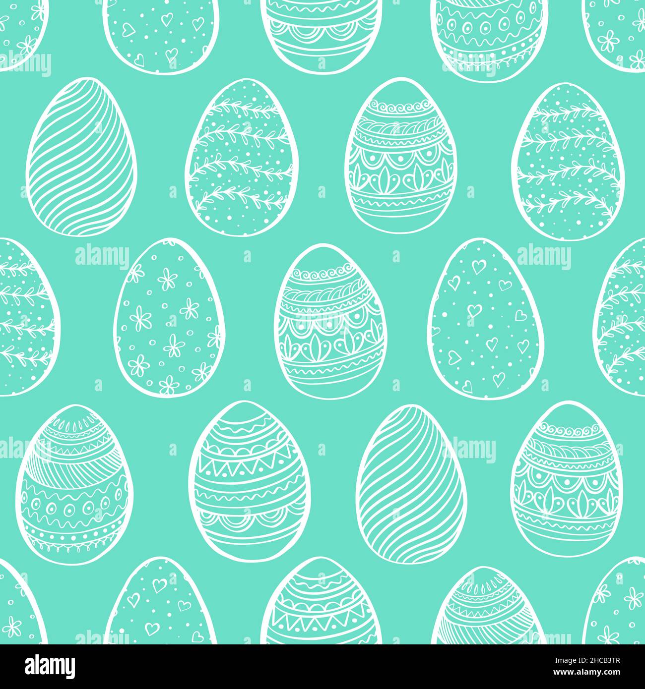 Seamless background for happy Easter. Decorative easter eggs with pattern. Vector illustration. Stock Vector