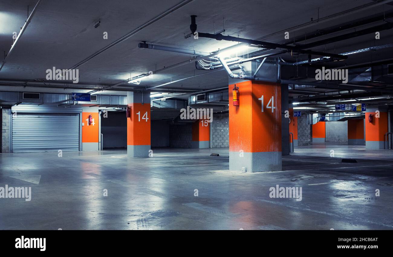 Empty underground parking Stock Photo