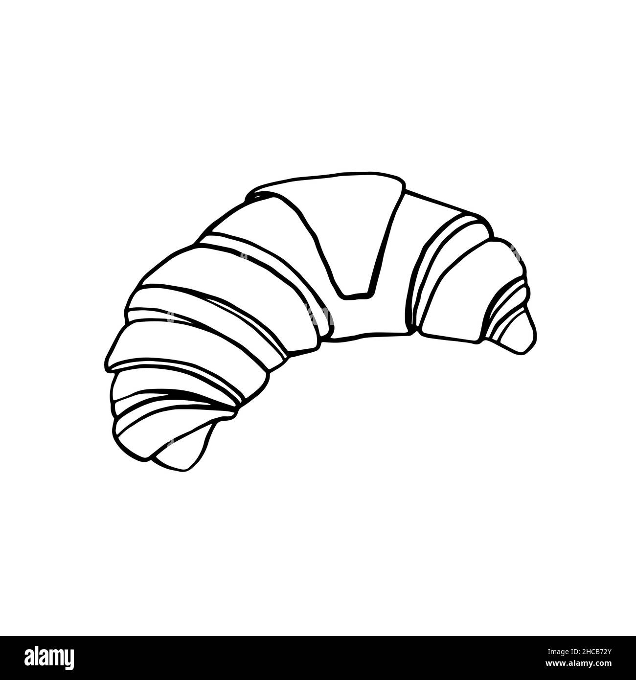 Croissant Doodle, a hand drawn vector doodle illustration of a ...