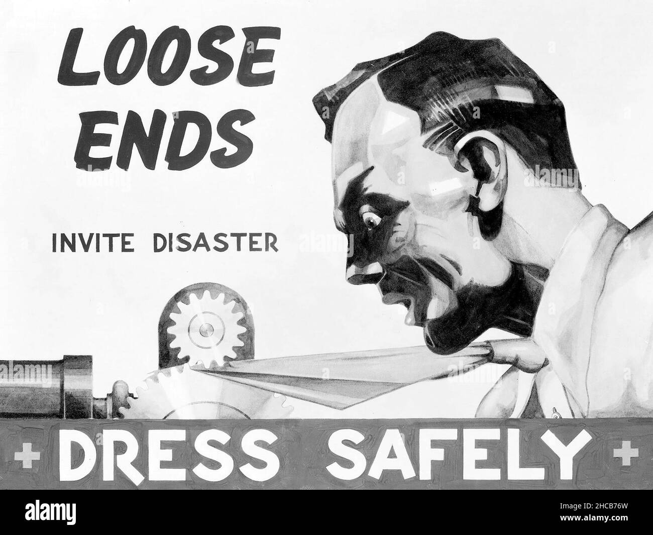 One of many safety posters produced by NACA artists during World War II. The Aircraft Engine Research Laboratory established a Safety Office in 1942 to coordinate and oversee safety-related activities. The lab struggled to maintain a full staff during the war when military research projects were at a peak. NACA management mandated six-day work weeks without overtime and the elimination of holidays. As such, workplace injuries were a serious threat to maintaining productivity needed to sustain the military’s aeronautics efforts. 1945-04-01 Stock Photo