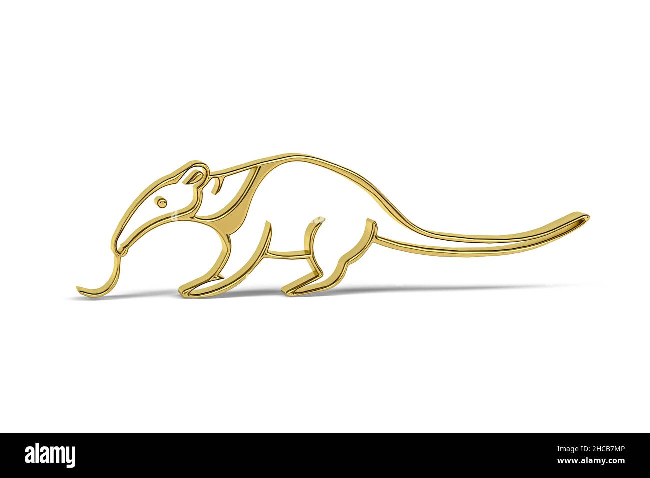 Golden 3d anteater icon isolated on white background - 3d render Stock Photo