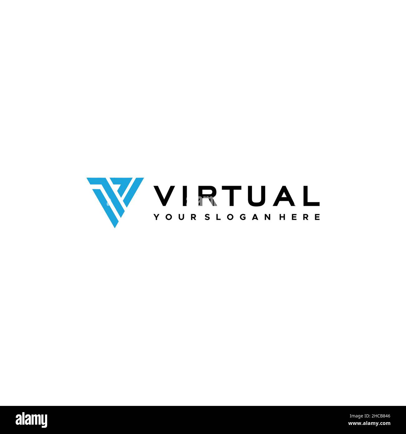 Flat Letter Mark Initial V VIRTUAL logo design Stock Vector