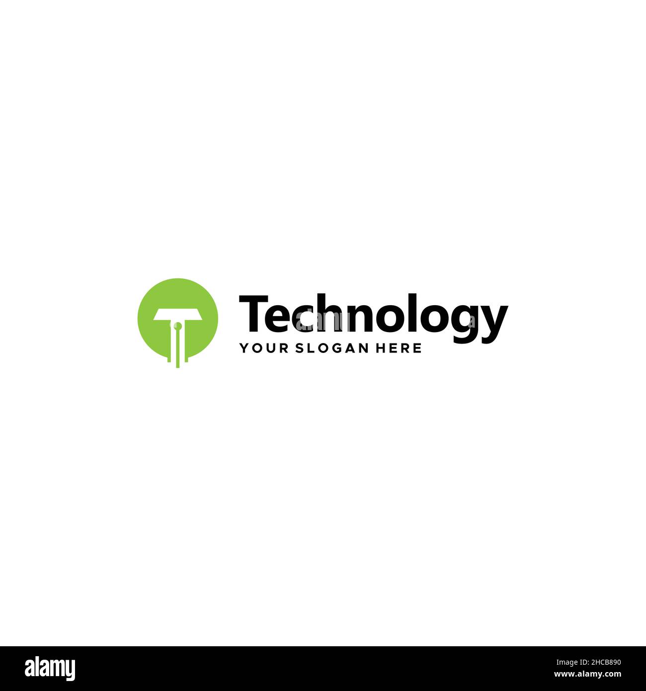 Flat Letter Mark Initial T Technology Logo design Stock Vector