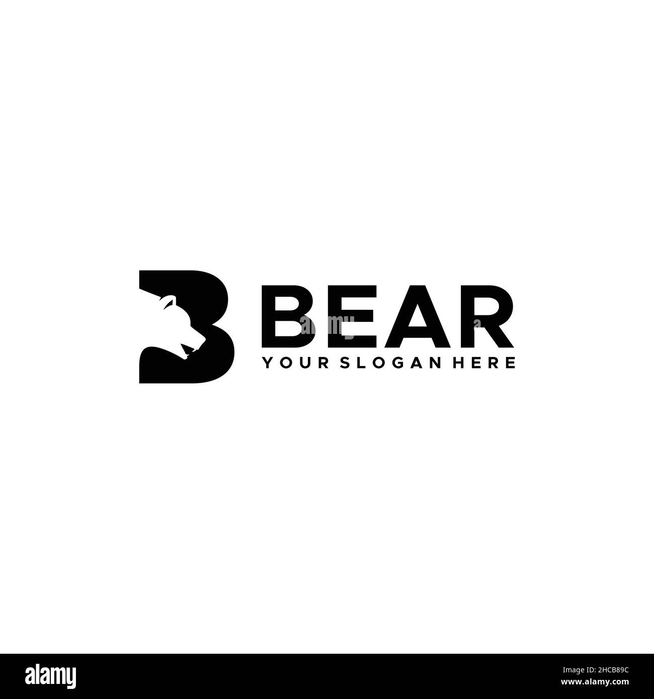 Minimalist Letter Mark Initial B BEAR Logo design Stock Vector