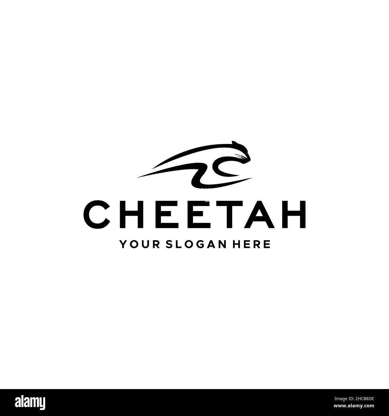 Minimalist CHEETAH Animals Mammal Logo design Stock Vector