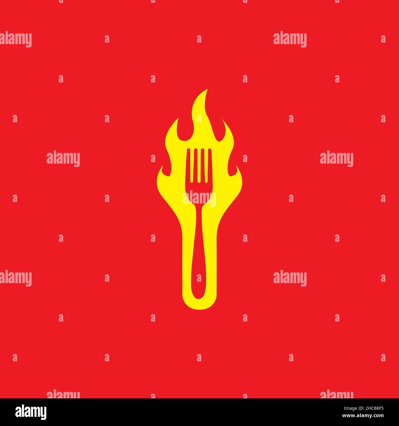 fork with fire logo design vector graphic symbol icon sign illustration  creative idea Stock Vector Image & Art - Alamy