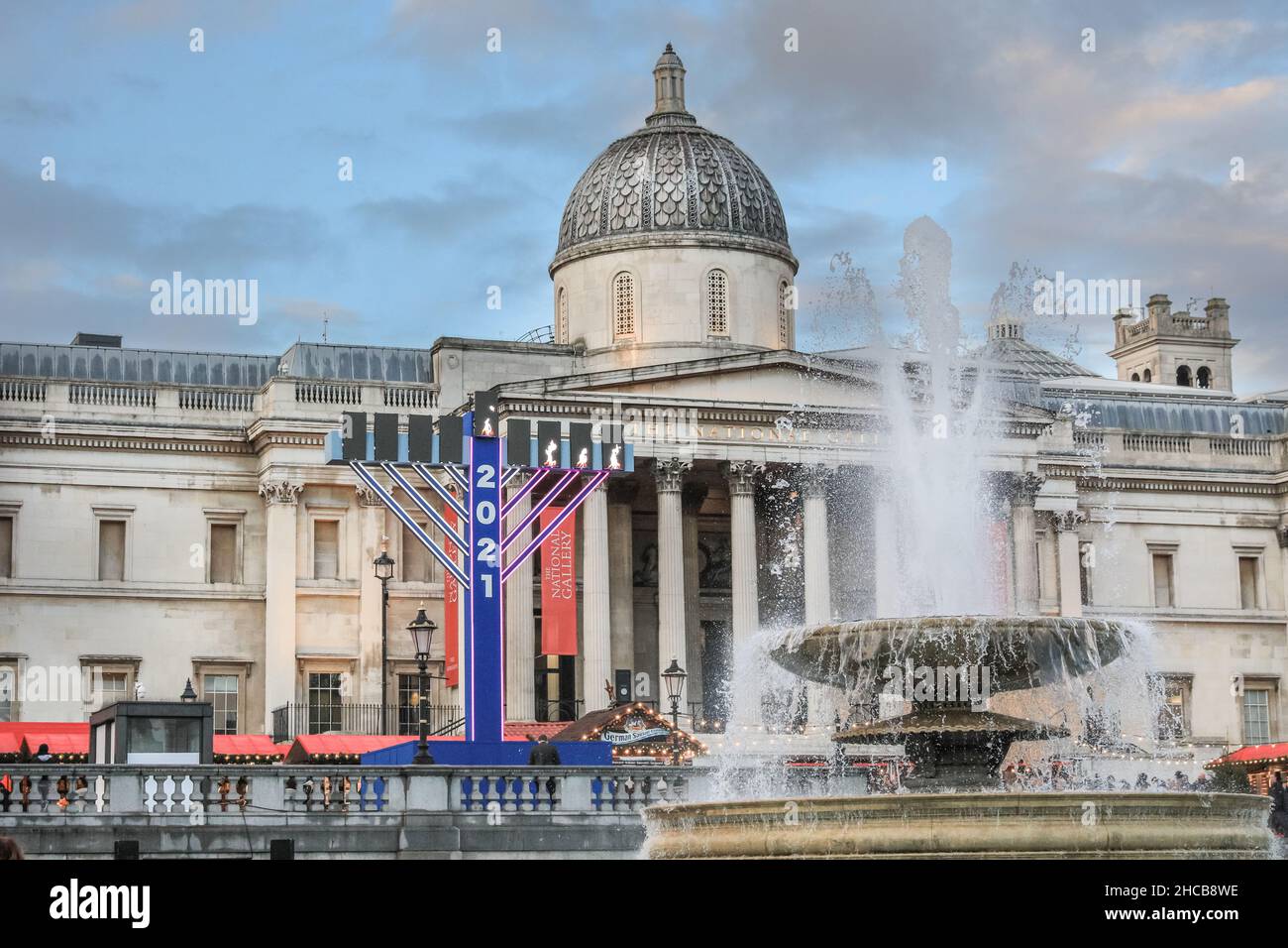 The Menorah in front of the National Gallery at Trafalgar Square, to